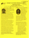 Program Notes- Oct. 2000 by Women's Studies Program Staff