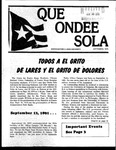 Que Ondee Sola- September 1976